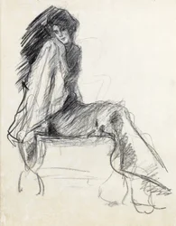 Studie im Profil einer sitzenden Frau